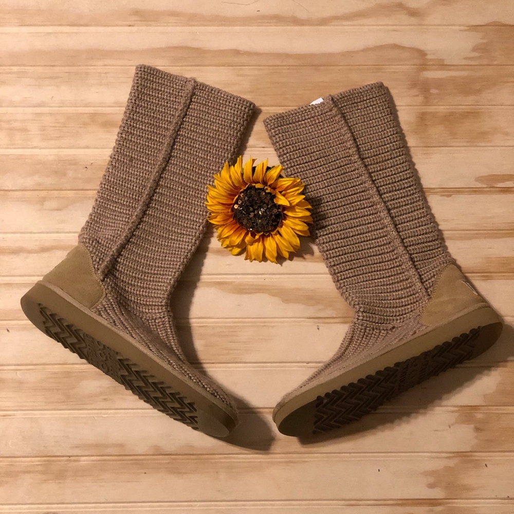 UGG Classic Cardy Crochet Oatmeal Boots tall